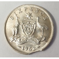 AUSTRALIA 1962 . SIXPENCE . ERROR . CLIPPED EDGE
